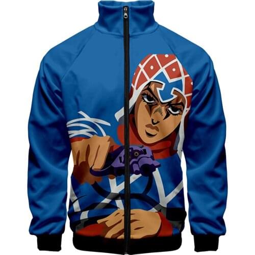 JoJo Bizarre Adventure 3D Print Mens Jackets Casual Zipper Sweatshirts Male Tracksuit Fashion Jacket Mens Clothing Outerwear