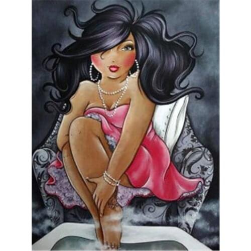 Cartoon Woman Printed 11CT Cross-Stitch DIY Embroidery Set DMC Threads Craft Handicraft Knitting Painting Gift Magic