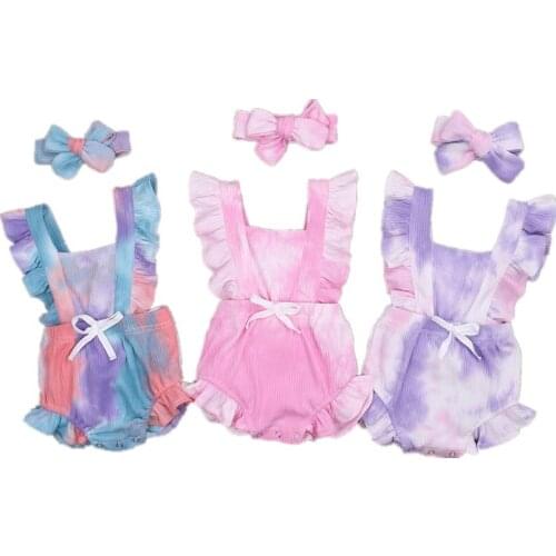 Citgeett Summer New Newborn Baby Girls Outfits Sleeveless Fashion Casual Cute Ruffled Romper + Headband 2Pcs Clothes Set