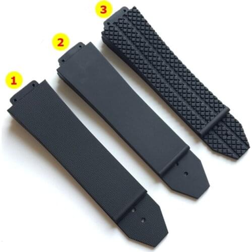 New Black Silicone Rubber watch band 25*17mm For Hublot strap for BIG BANG authentic Watchband logo stainless buckle free tool