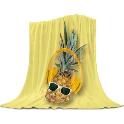 Living Room Sofa Blanket Fruit Pineapple Glasses Children Soft Throw Blanket Travel Airplane Hotel Portable Warm Thin Blanket