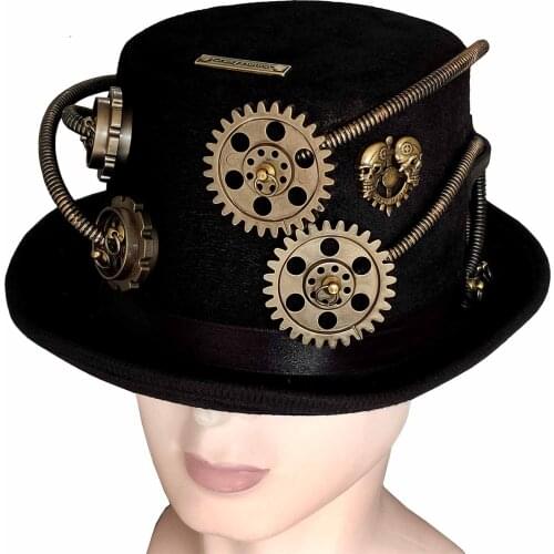 Punk Gothic Steampunk Cap Hat Makeup Party Mens Top Hat Anime Cosplay