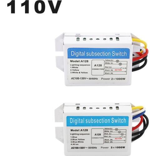 AC110V 2/3 Roads Independence Control Section Switch 2 Ways Digital Subsection Switch 3 Ways Piecewise Switch For Ceiling Light