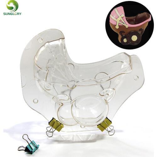 Handmade Plastic 3D Baby Stroller Chocolate Mold Stereo Fondant Cake Mold Sugarpaste Candy Jelly Baking Cake Decorating Tools