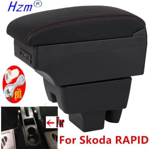 For Skoda Rapid Armrest Box For Skoda Rapid 1 Car Armrest box Center Storage box car accessories Interior USB