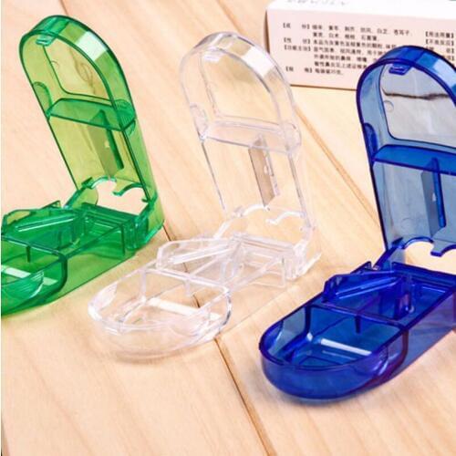 Pill Cutter Splitter Half Storage Compartment Box Medicine Tablet Holder Home Storage Box 3 colors LX5066