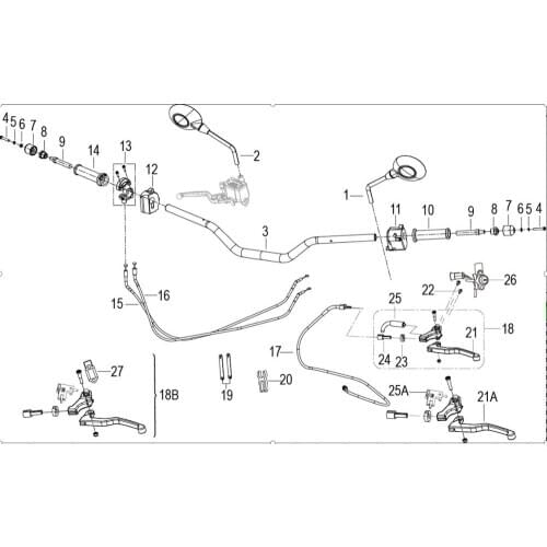 Mirrors handle bar brake lever clutch lever brake hose ballancer brake cup page Of Benelli BJ500 Leoncino 500