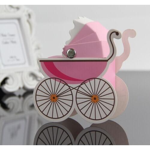 Wedding favor Baby shower--baby stroller favor box in pink and blue color Birthday Party candy box 100pcs