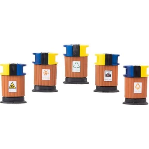 Pack of 5 Plastic Garbage Cans Set for Sand Table Architectural Park Decoration