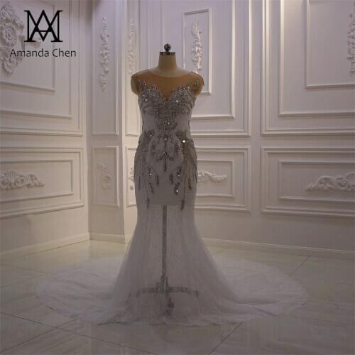 Vestito da sposa Cap Sleeve Crystal Beading Sexy Wedding dress