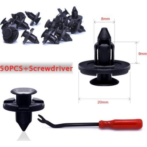 50PCS Fastener Rivets Car Clips For Nissan Teana X-Trail Qashqai Livina Sylphy Tiida Sunny March Murano Geniss with Screwdriver