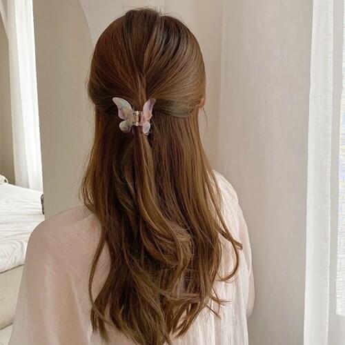 Butterfly Hairpin Women Hair Claw Clips Clamps Girls Solid Color Matte Hairgrip Barrettes Fashion 2021 Bow Hair Accessories