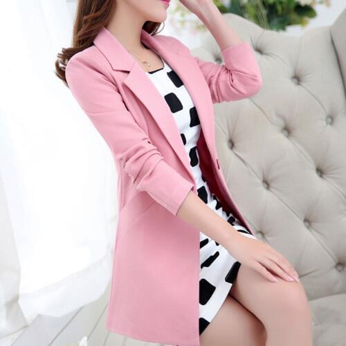 Womens small suit womens jacket spring new solid color mid-length Slim large size casual suit womens tops women blazer