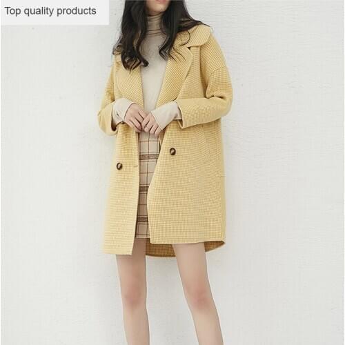 Women Wool Coat 2020 Fashion Double Breasted Lady Elegant Trench Coats Female Plaid Overcoat Streetwear casaco feminino LX426