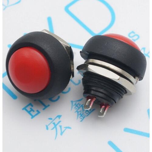 20pcs push button Switch 125V 3A/250V 1A PBS-33B red 2 pin no lock self reset device button switch for appliance