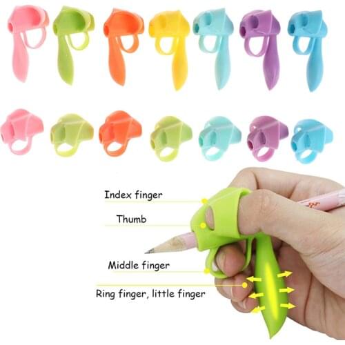 Silicone Pencil Pen Holder Children Writing Learning Tool Stationery Aid Grip Posture Correction Device 3 Piece/ Set