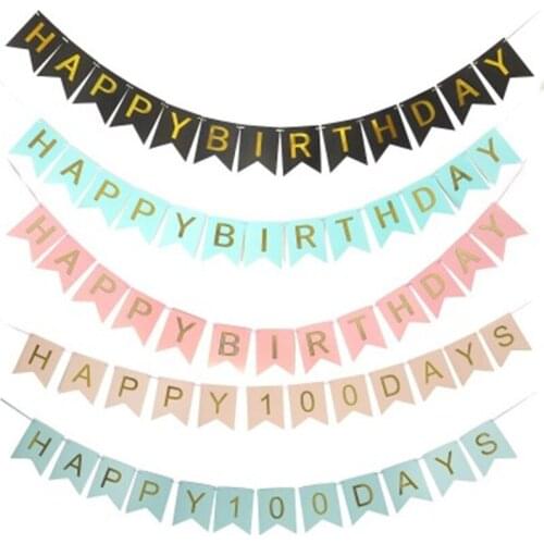 50sets Happy Birthday Banners Baby Shower First Birthday Party Decorations Photo Booth Happy Birthday Bunting Garland Flags