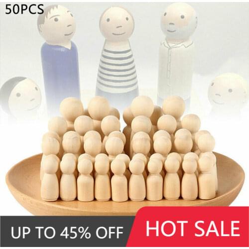 50 PCS Unfinished Wood Doll Figures for DIY Painting, Decoration, Various Wooden Figures DIY Handmade Crafts Wood Craft