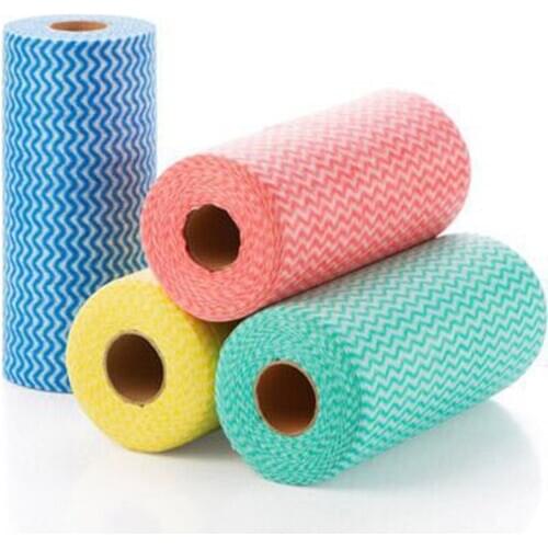 50pcs/Roll Kitchen Towel Roll Paper Non-woven Fabric Rag Household Cleaning Tissue Disposable Dust Water Stains Dish Cloth