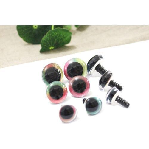 500pcs--- new style lovely 16mm/20mm/24mm 3D plastic clear safety toy eyes+Rainbow color +white washer for doll ---size option