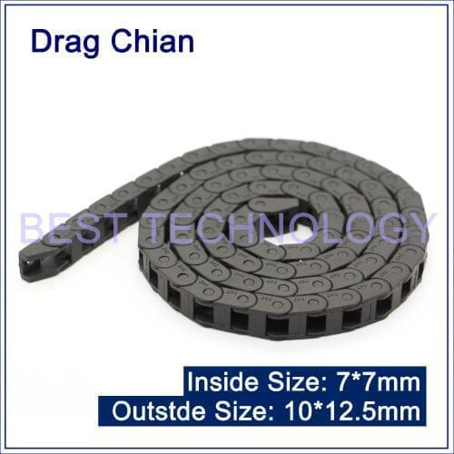 7x7mm L1000mm Plastic Cable Drag Chain Wire Carrier with end connectors plastic towline CNC Mill Router Machine non opening