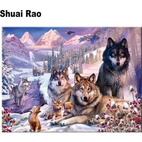 Diy diamond Wolf diamond painting full square/round drill diamond embroidery snow Xmas landscape animals