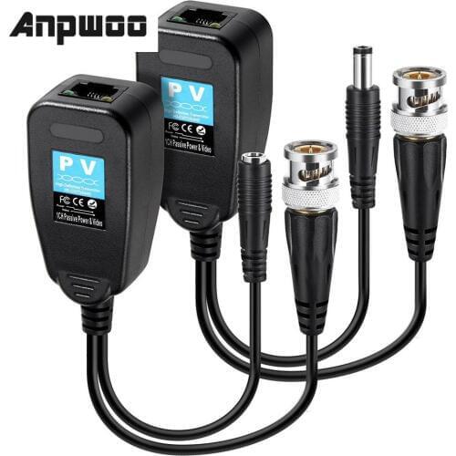 ANPWOO 1CH Passive Balun RJ45 CCTV Balun Video Balun Transceiver Supply Power For HDCVI HDTVI AHD Analog High Definition Camera