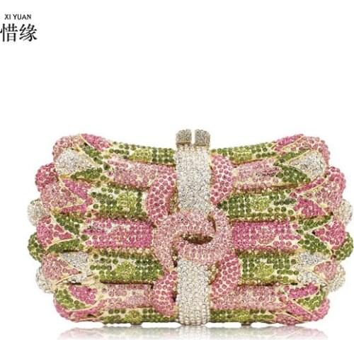 XIYUAN BRAND Women gold Evening Clutch Bag Chain Shoulder Handbags Crossbody Hardcase Clutches Wedding Party Prom Purse bride