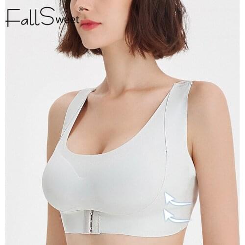 FallSweet Front Closure Bras Fitness Wireless Underwear Women Seamless Lace Back Lingerie Vest Plus Size Brassiere Femme