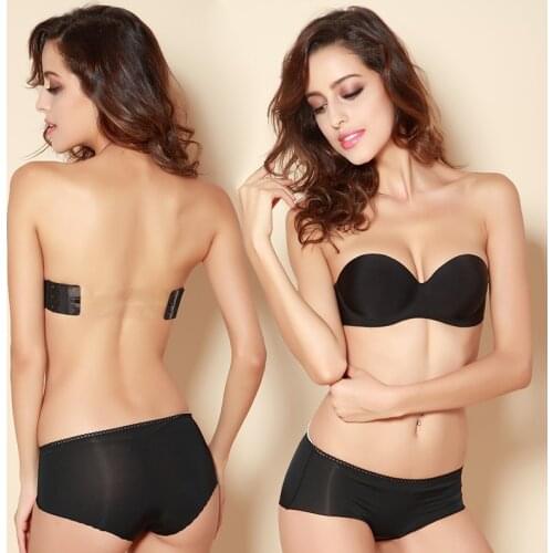 Non Slip 2Colors Gathering Underwear Strapless Cotton Fiber for Summer Invisible Bra Lingerie Push Up Backless Bralette