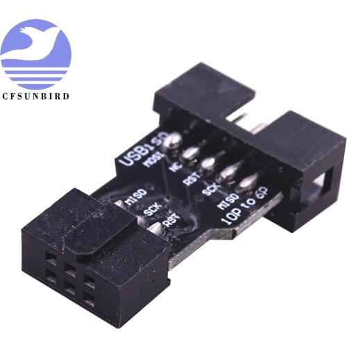 CFsunbird 10 Pin to 6 Pin Adapter Board for AVRISP MKII USBASP STK500 High Quality