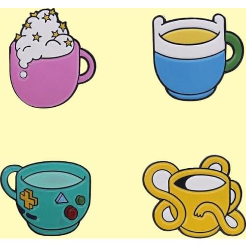 Colored Tea Cup Enamel Pin Irregular Game Machine Keyboard Coffee Cup Brooch Backpack Clothes Lapel Fun Jewelry Gift for Friends