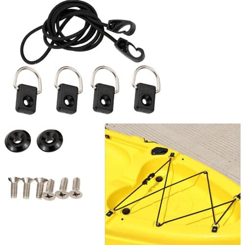 D Ring Mooring Deck Fitting Canoe Kayak Bungee Shock Cord Sailing Rope with Screw Fishing Rigging Bungee Kit Set
