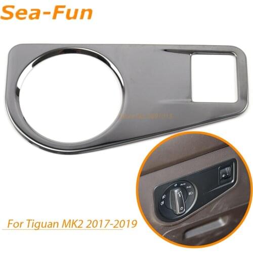 For Volkswagen VW Tiguan MK2 2017 2018 2019 Headlight Control Switch Button Decoration Cover Stainless Steel Accessories
