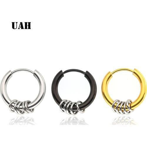 UAH 1Pairs Different Size Stainless Steel Circle Hoop Earrings for Women and Men Simple Fashion Jewelry Wholesale