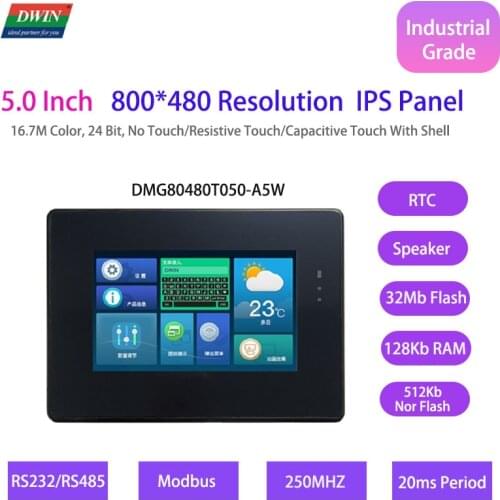 DWIN 5.0Inch 800*480 HMI Smart UART TFT LCD Display Module with Touch Screen+software+program Industrial Grade DMG80480T050