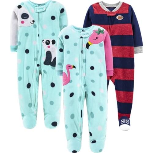 Newborn Baby Rompers 2021 Winter Fleece Warm Little Sister Cute anmimal Footed Baby Pajamas Infant Boy girl jumpsuits Sleepwear