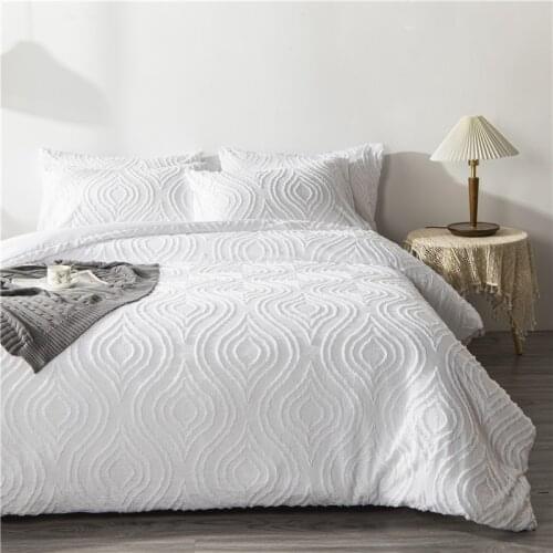 White Color Quilt Cover Sets Queen/King Size Pleat Solid Color Comforter Cover with Pillowcase Double Size Beddings and Bed Set