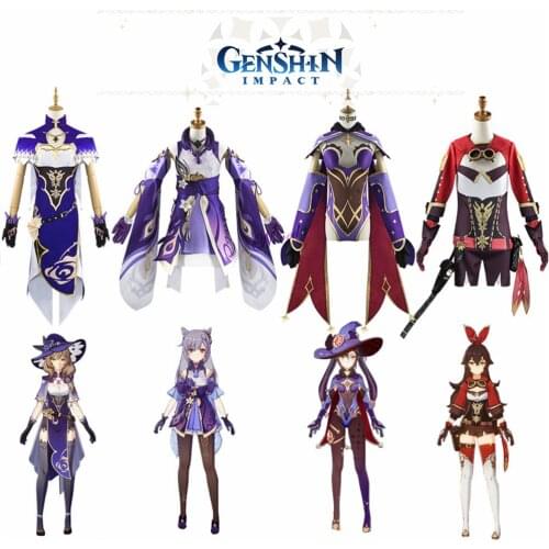 Genshin Impact Lisa Keqing Amber Mona Cosplay Costume Elegant Halloween Party Dress Anime Game Suit Set For Women Girls