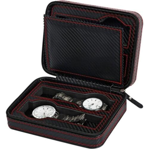 E8BD 4 Slots Leather Watch Storage Bag Luxury Travel Watches Display Box Zipper Case Simple Jewelry Holder Organizer