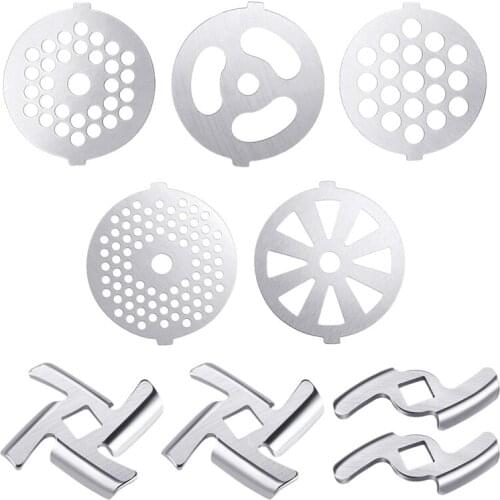 9 Pcs Meat Grinder Blades Meat Grinder Plate Discs Stainless Steel Food Grinder Accessories for Size 5 Stand Mixer and Meat Grin