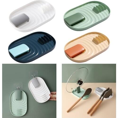 Multifunction Kitchen Pot Lid Rest Drip Pad Countertop Pantry Cookware Spoons Spatula Utensils Holder Rack Cooking Tools