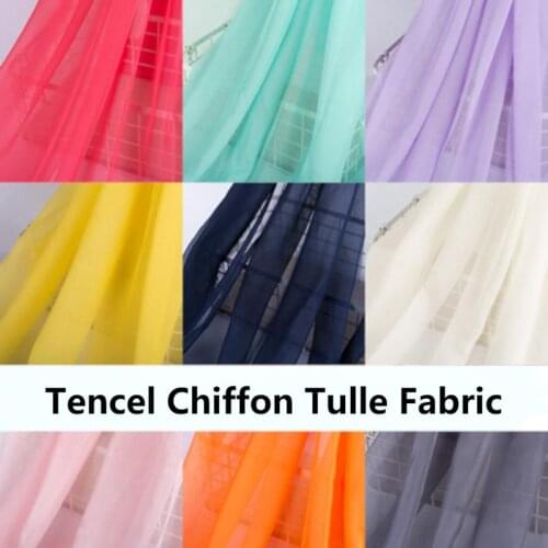 Soft Sheer Chiffon Fabric Tencel Tulle fabric for Dress,Shirt,Curtain,Wedding Decor Black White Red Pink Blue Green by the meter