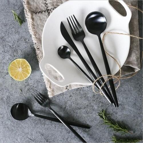 Black Cutlery Set Wedding Dinnerware Hotel Restaurant Tableware Dinner Forks Knives Spoon Stainless Steel Silverware Set