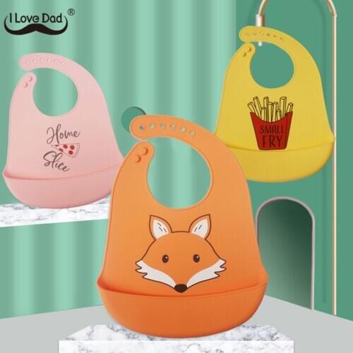 Cute Cartoon Fox Baby Bibs Food Pattern Baby Girl Boy Bib Soft Silicone waterproof Baby Feeding Stuff Baby Care Accessories