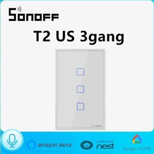 Sonoff T2US3C Gang Smart WiFi Wall Light Switch RF/APP/Touch Remote ON/OFF Timer US Scene Panel Home Automation Voice Control