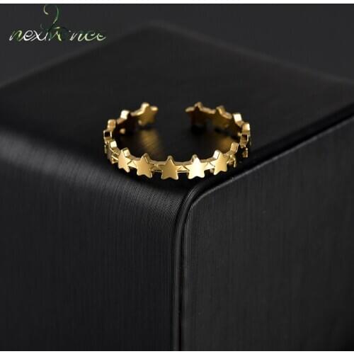 Nextvance Stainless Steel Gold Star Finger Rings for Women Girlfriend Lover Wedding Gift Jewelry