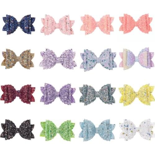 New 20pcs/lot Boutique Sequin Shiny Hair Bows for Baby Girls Headbands Hair Clips Diy Headwear Hair Accessories