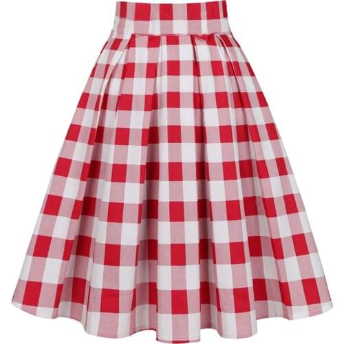 2021 Autumn New Retro Plaid Women Midi Skirt Preppy Scottish A-Line High Waist Zipper Casual Holiday Half Checked Pleated Skirts