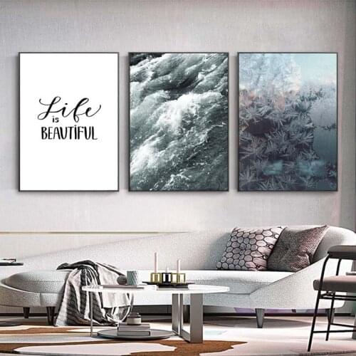 Ocean Landscape Canvas Poster Coral Waves Wall Art Print Painting Scandinavian Decorative Picture for Living Room Home Decor